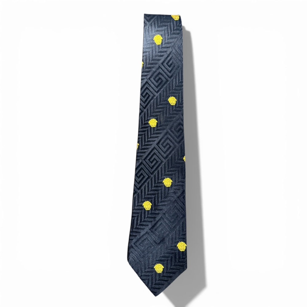 Gianni Versace 100% Silk Blue Medusa Head Tie